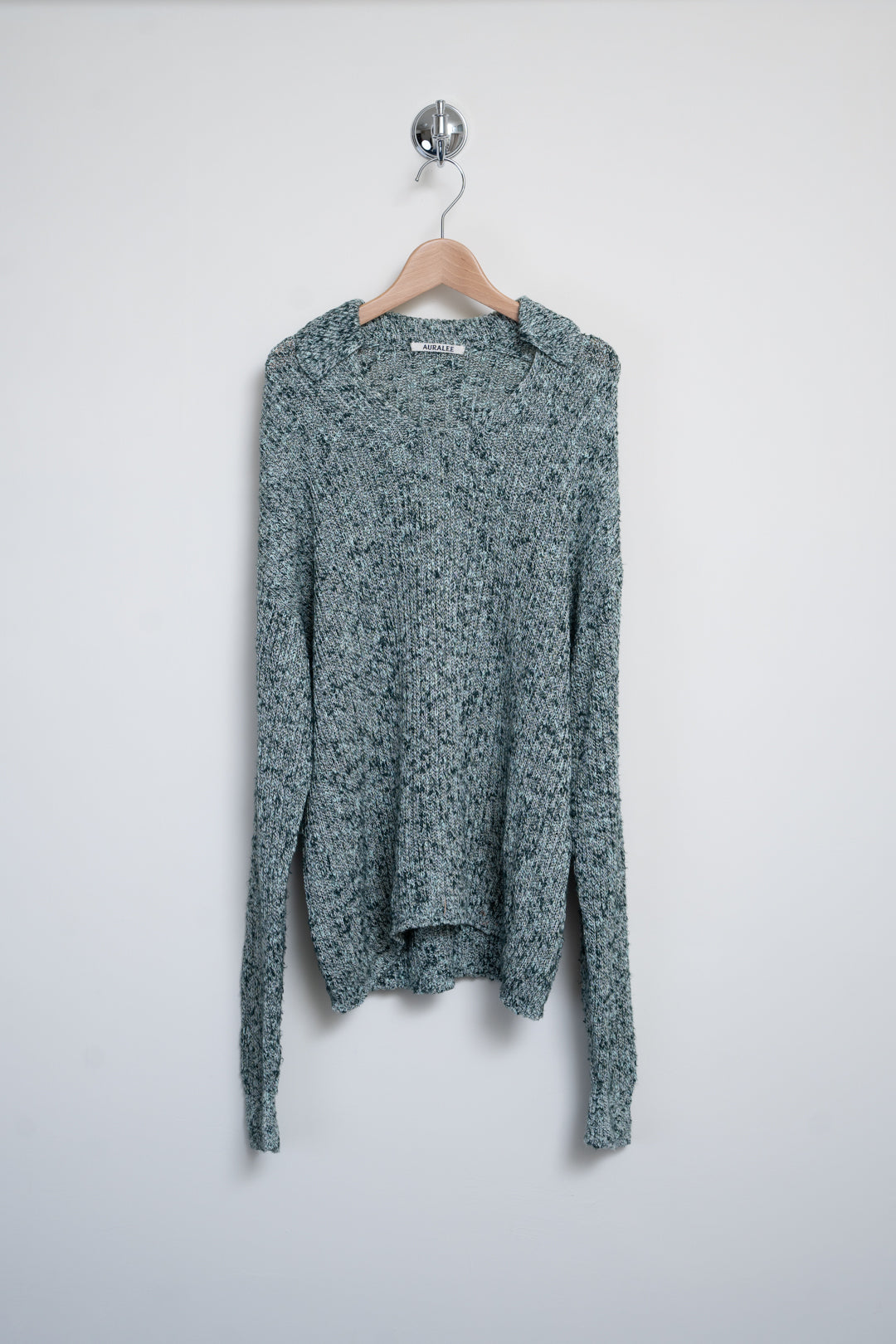 Cotton Slub Mix Top Yarn Rib Knit Skipper Polo