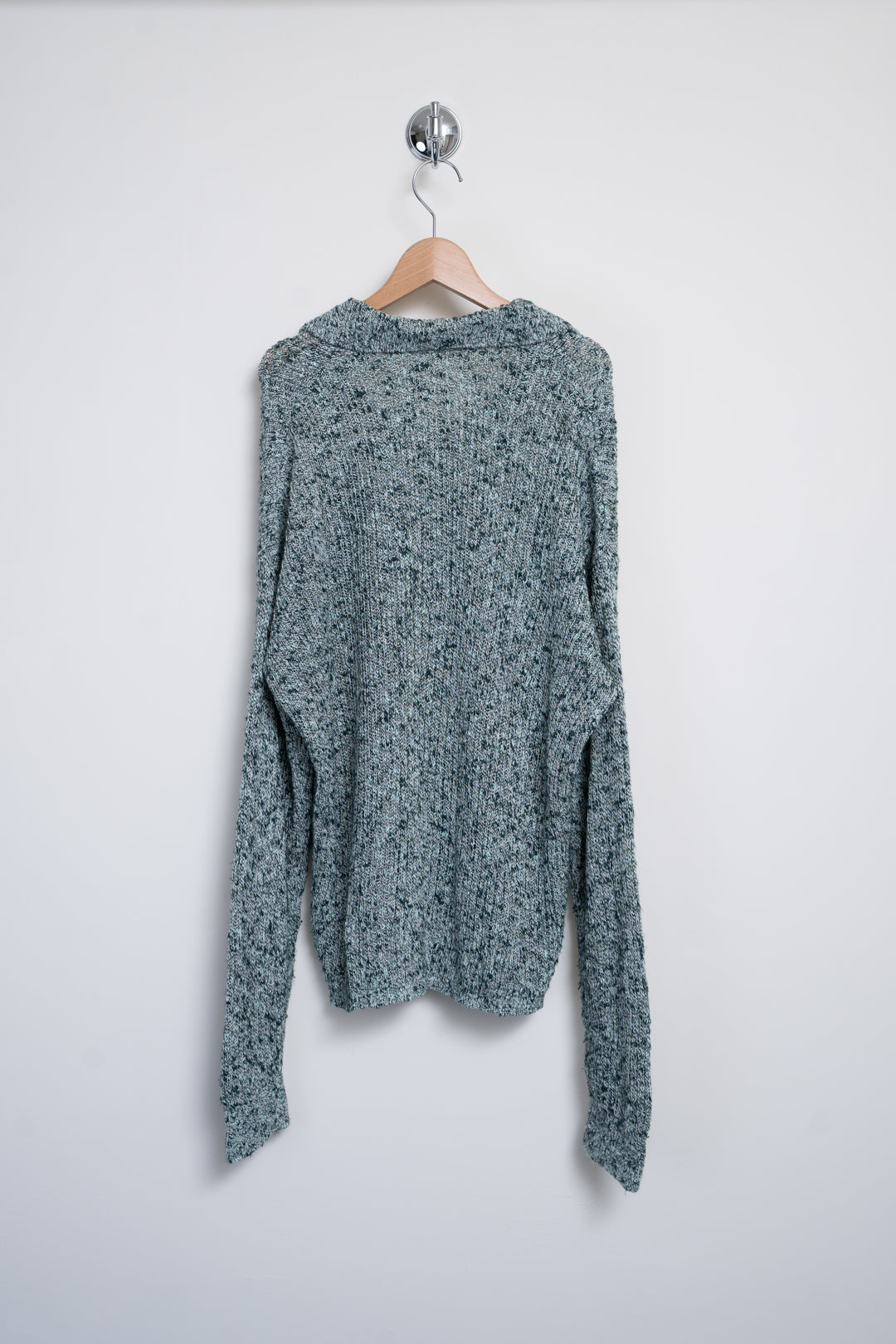 Cotton Slub Mix Top Yarn Rib Knit Skipper Polo