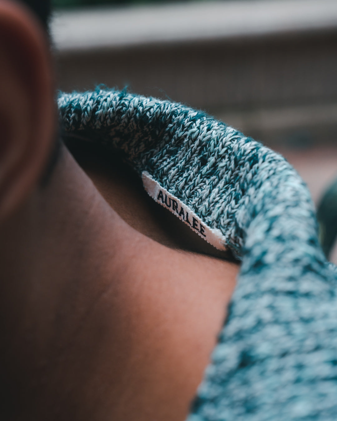 Cotton Slub Mix Top Yarn Rib Knit Skipper Polo