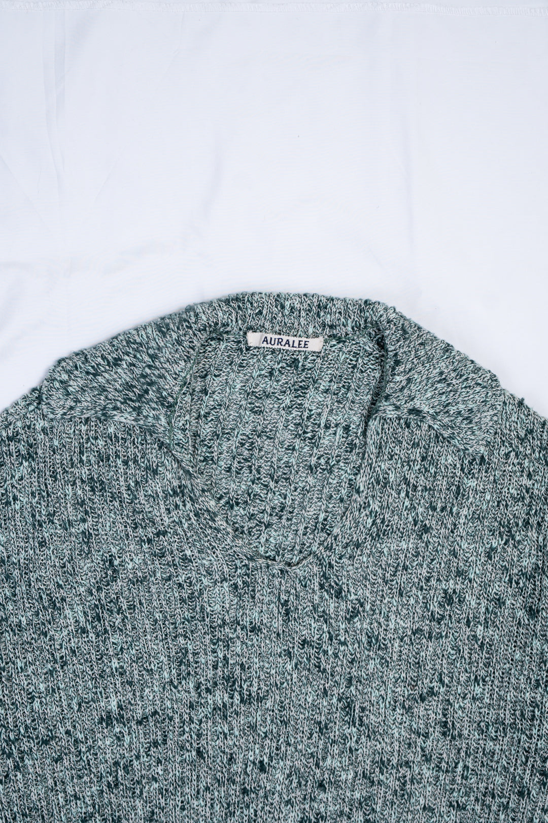 Cotton Slub Mix Top Yarn Rib Knit Skipper Polo