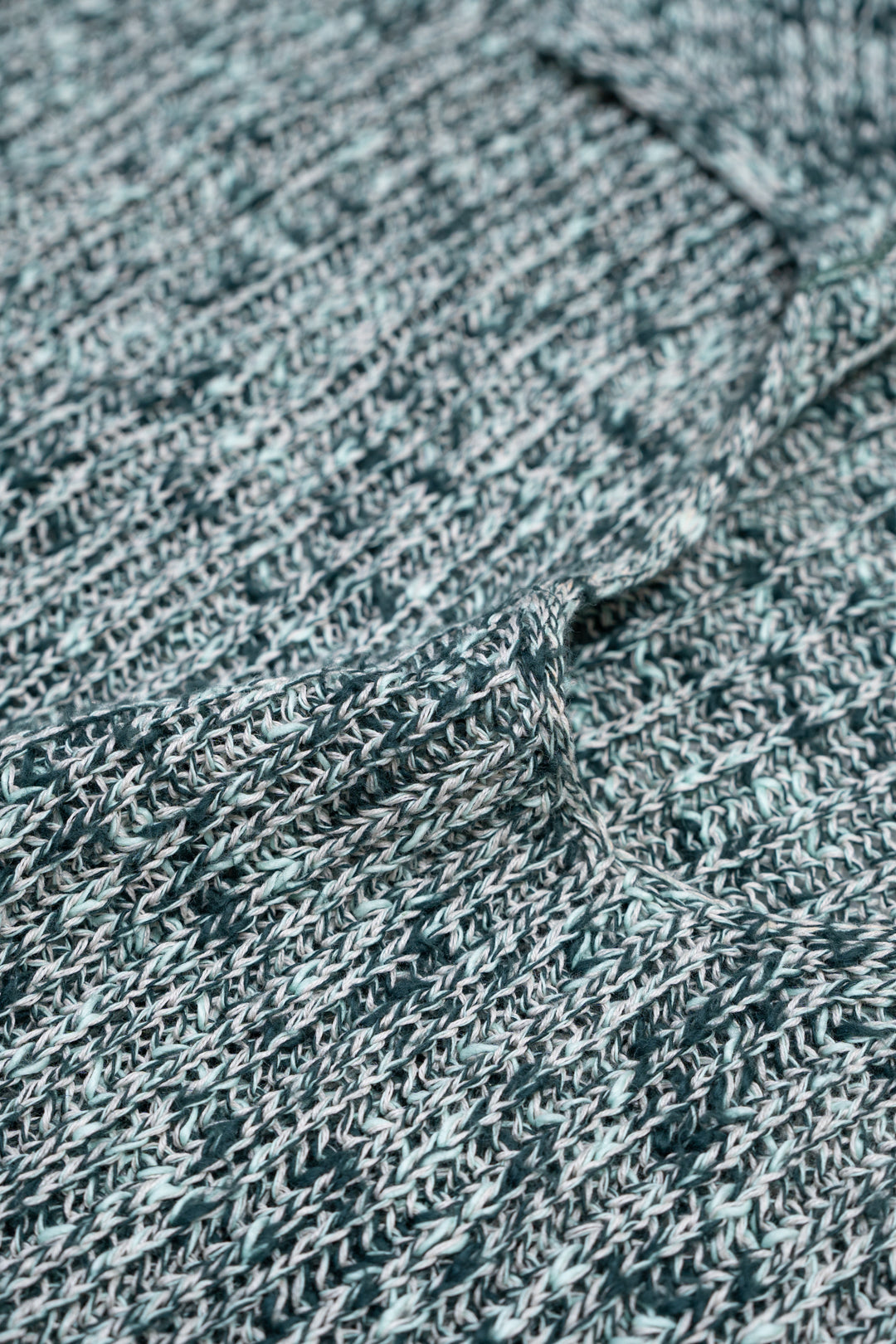 Cotton Slub Mix Top Yarn Rib Knit Skipper Polo