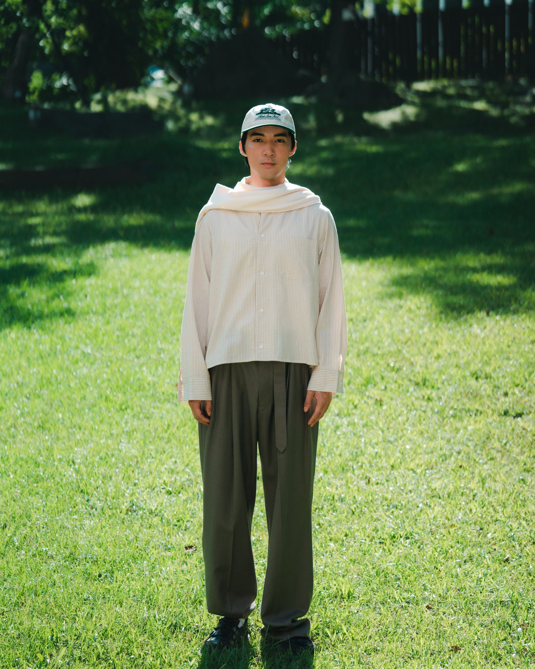 Wool Belted 2Tuck Wide Trousers