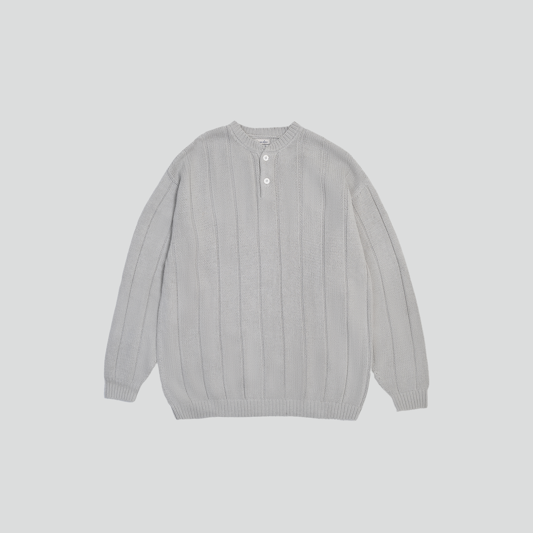 Balloon CTN Wide/Rib Henley Neck Sweater - Loose