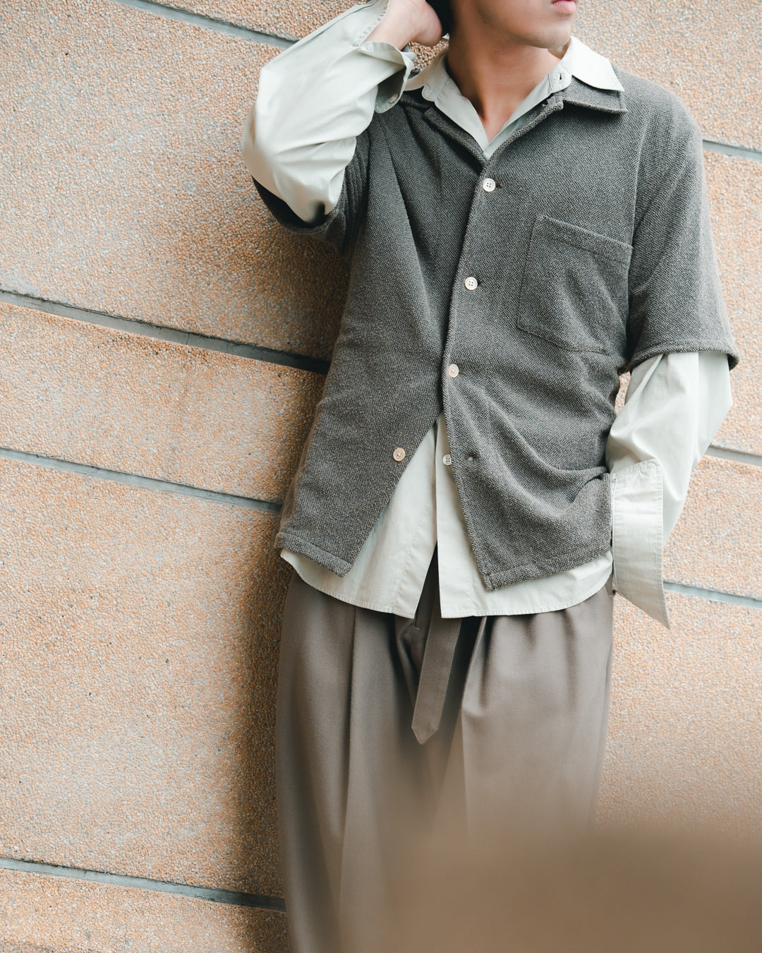 Wool Belted 2Tuck Wide Trousers