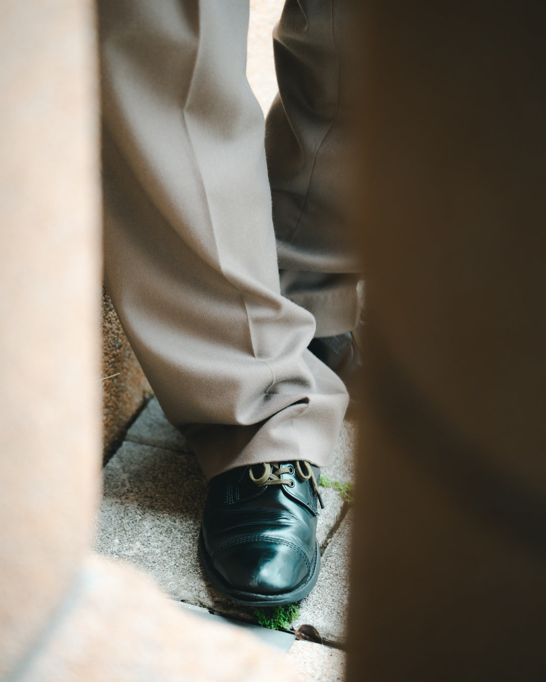 Wool Belted 2Tuck Wide Trousers