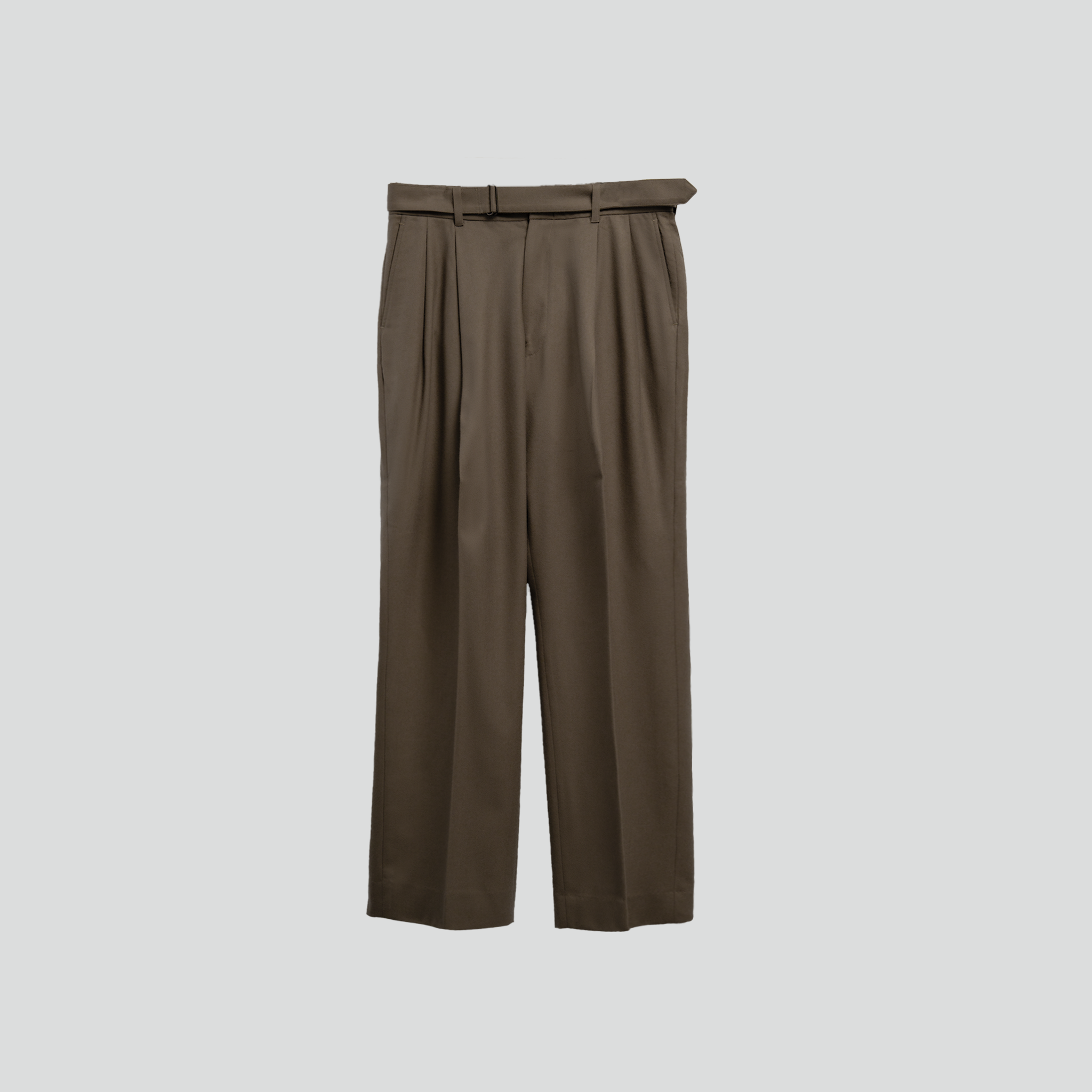 Wool Belted 2Tuck Wide Trousers