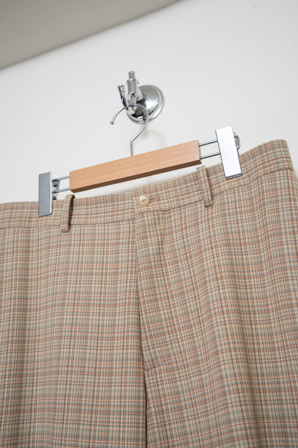 Hard Twist Wool Double Face Check Slacks