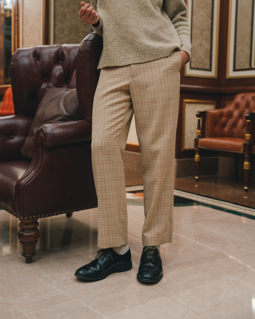 Hard Twist Wool Double Face Check Slacks – SAMBASHI