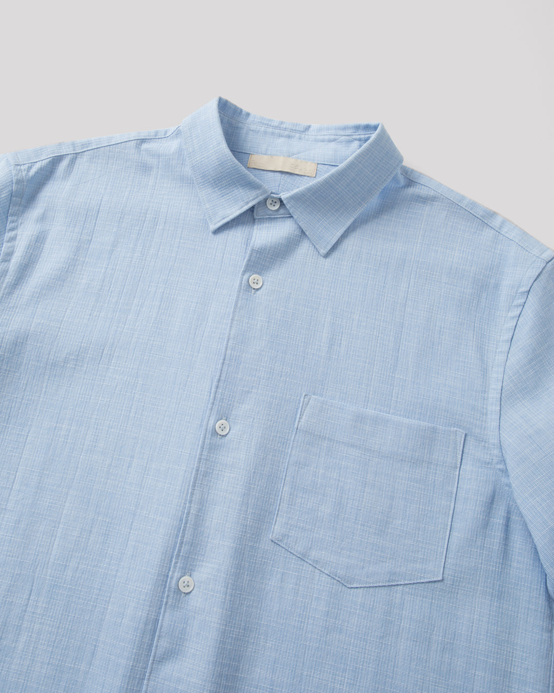 SAMBASHI - Airy Slub Stretch Half-Sleeved Shirt (Sky)