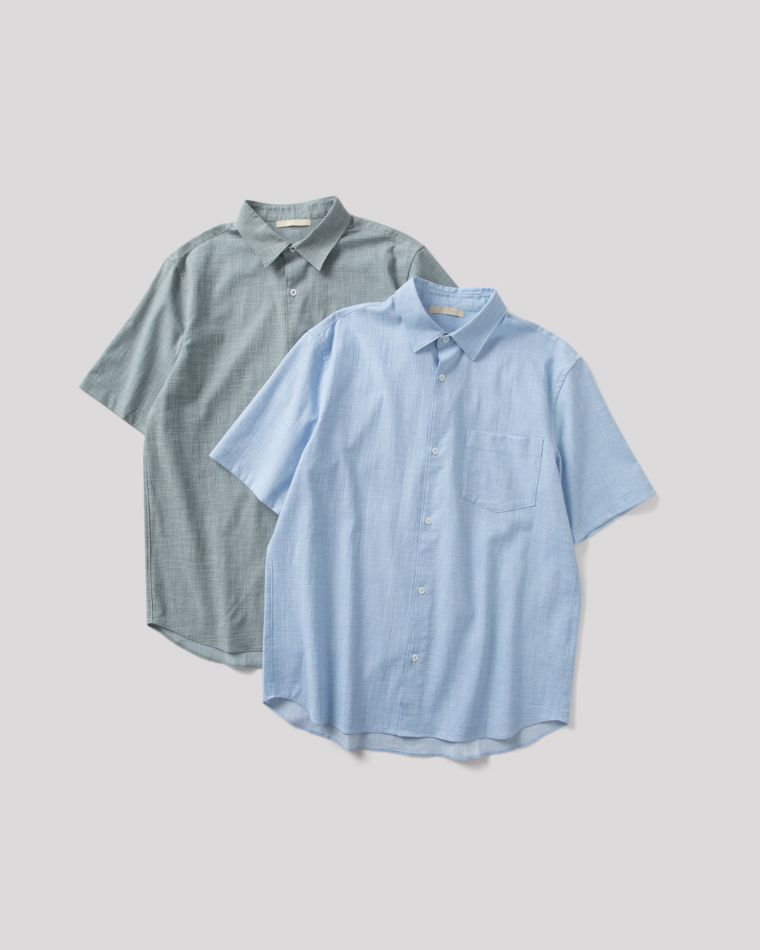 SAMBASHI - Airy Slub Stretch Half-Sleeved Shirt (Sky)