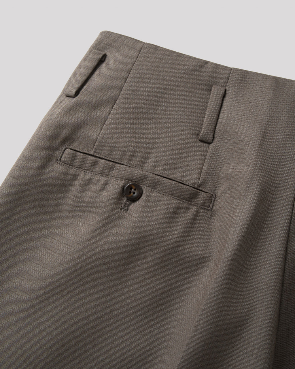 SAMBASHI - Airy Tropical Wool Touch Two-Tuck Slacks (Caramel)