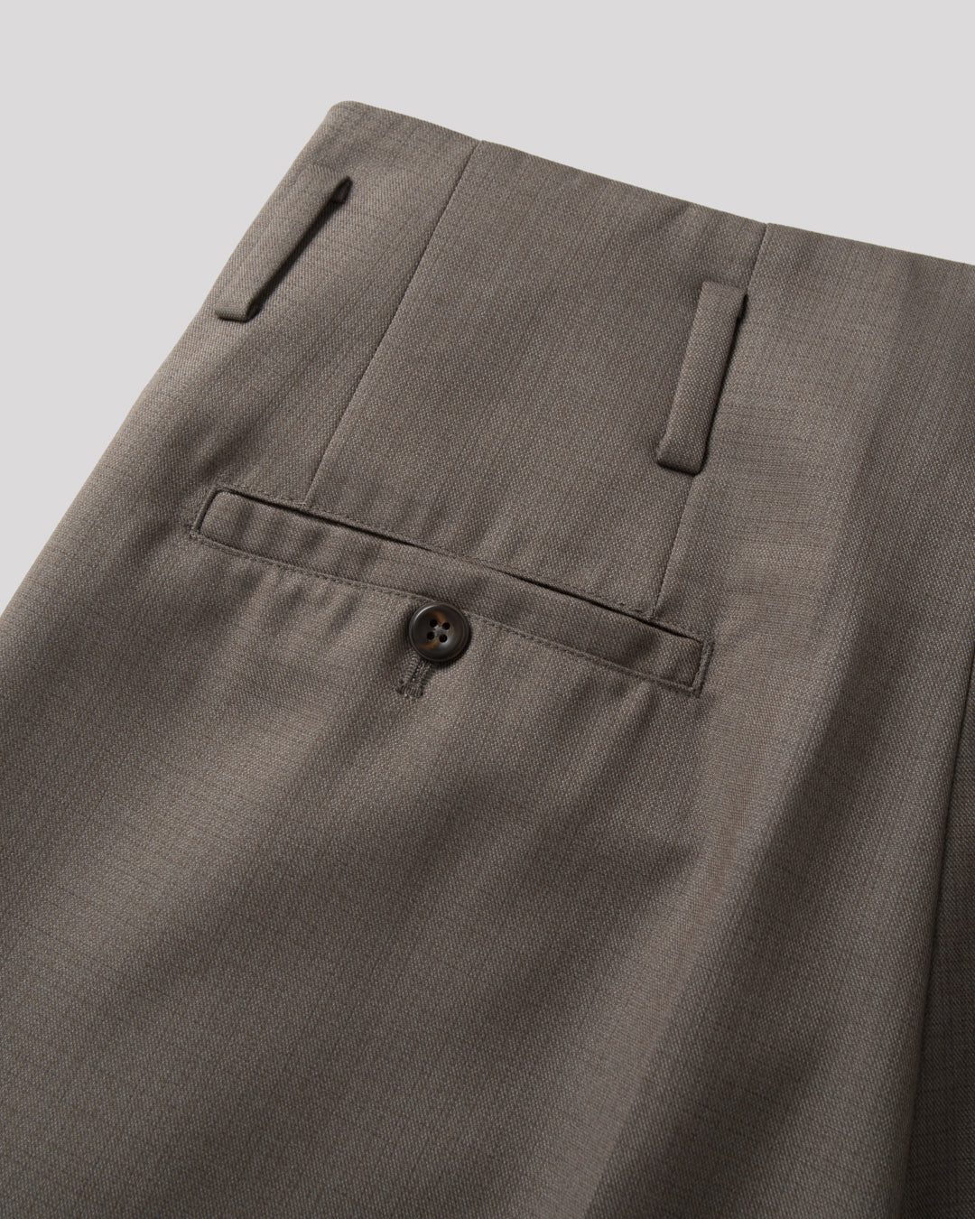 SAMBASHI - Airy Tropical Wool Touch Two-Tuck Slacks (Caramel)