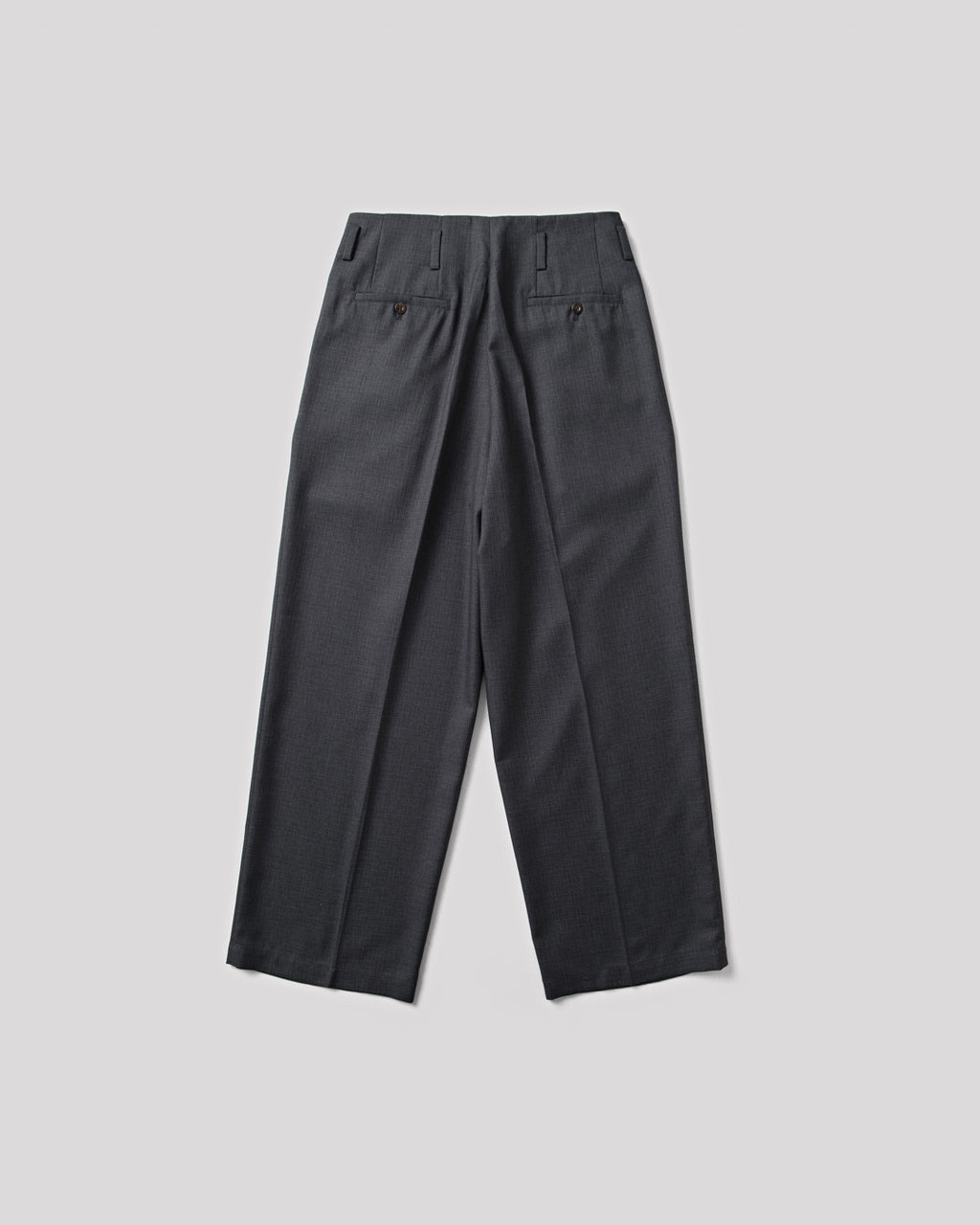 SAMBASHI - Airy Tropical Wool Touch Two-Tuck Slacks (Charcoal)