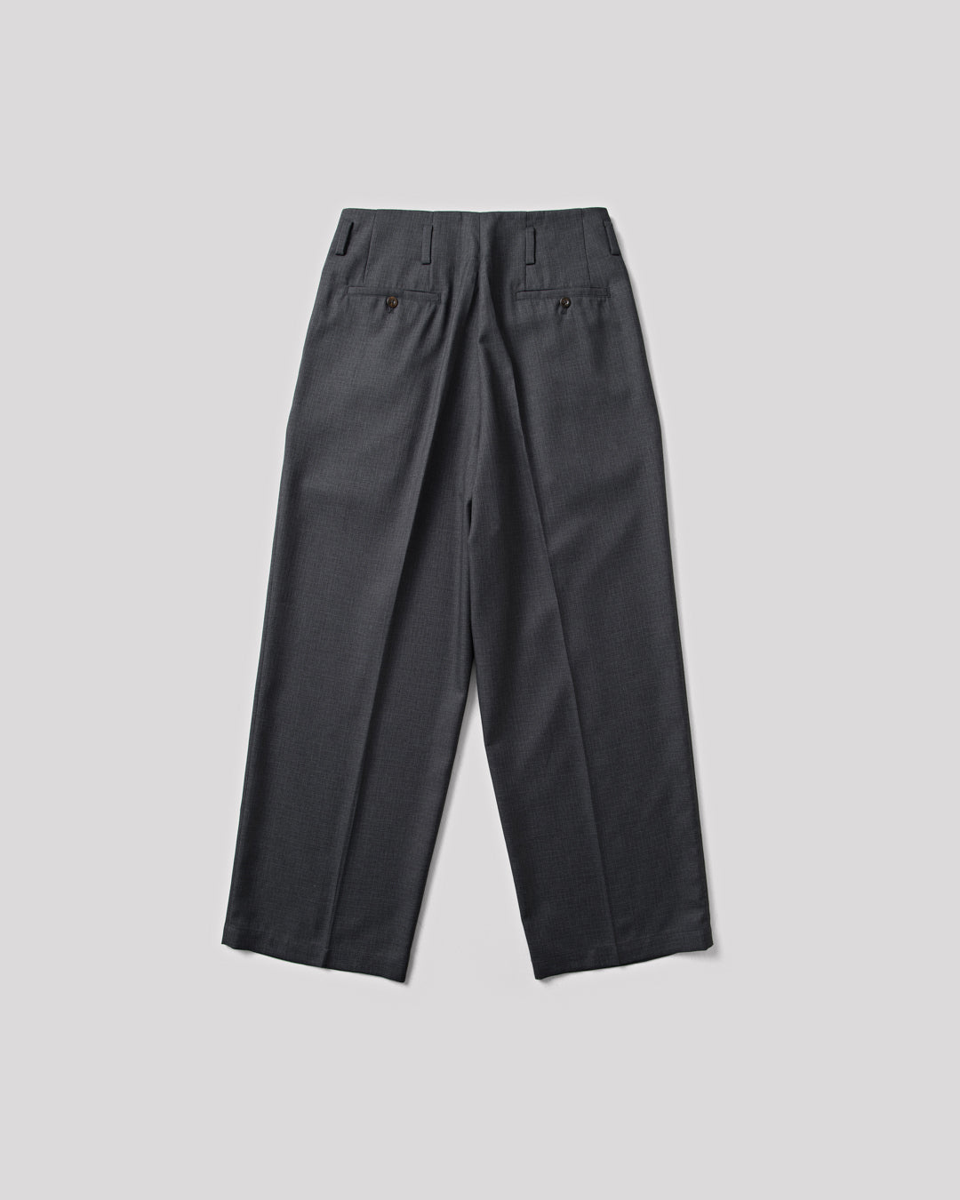 SAMBASHI - Airy Tropical Wool Touch Two-Tuck Slacks (Charcoal)