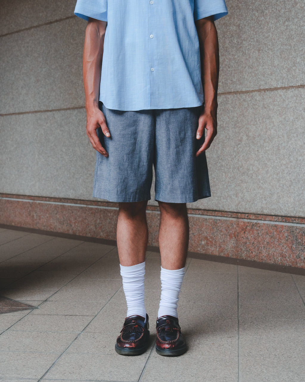 SAMBASHI - Garment Washed Linen Cotton Sanp Shorts