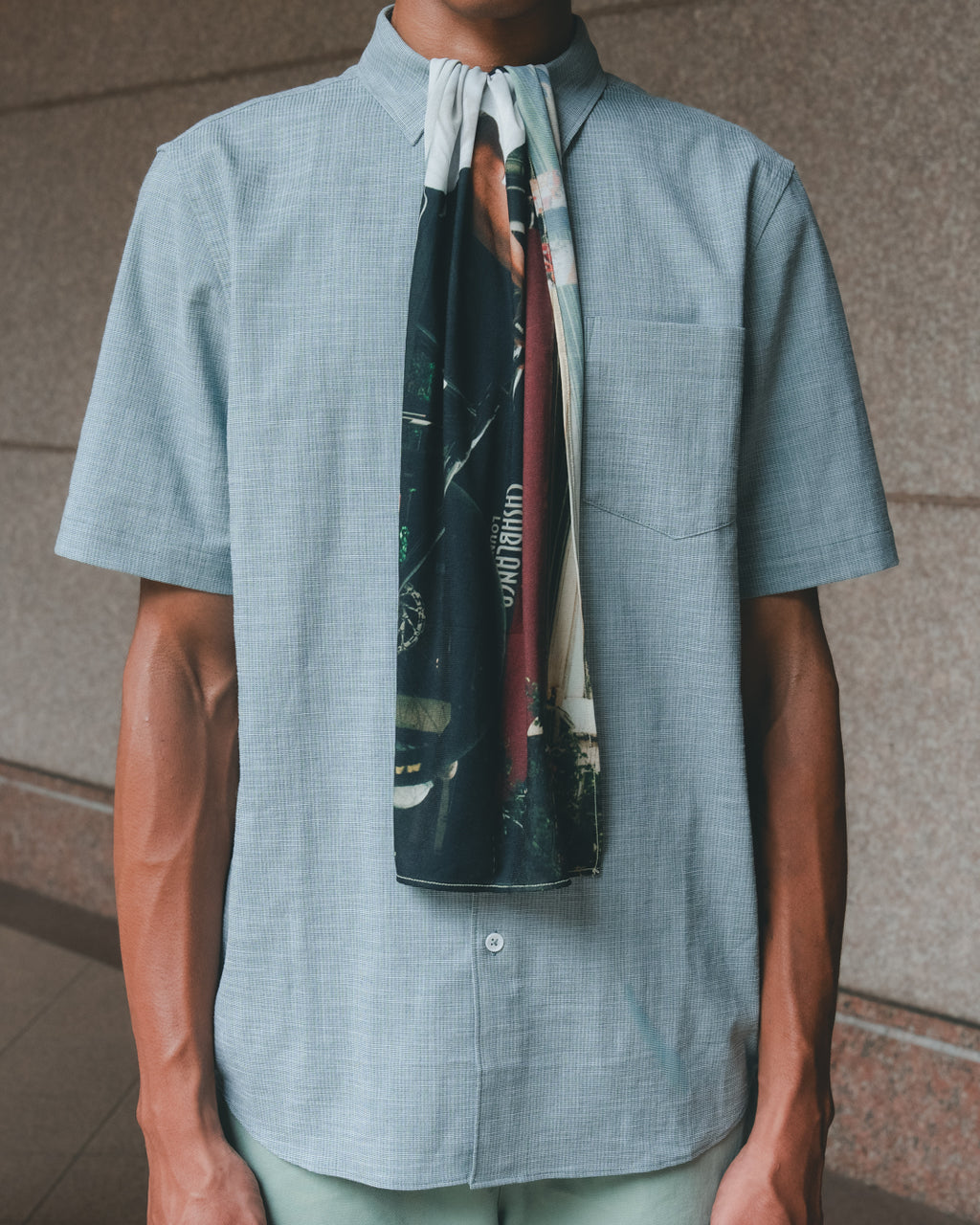 SAMBASHI - Airy Slub Stretch Half-Sleeved Shirt (Emerald)