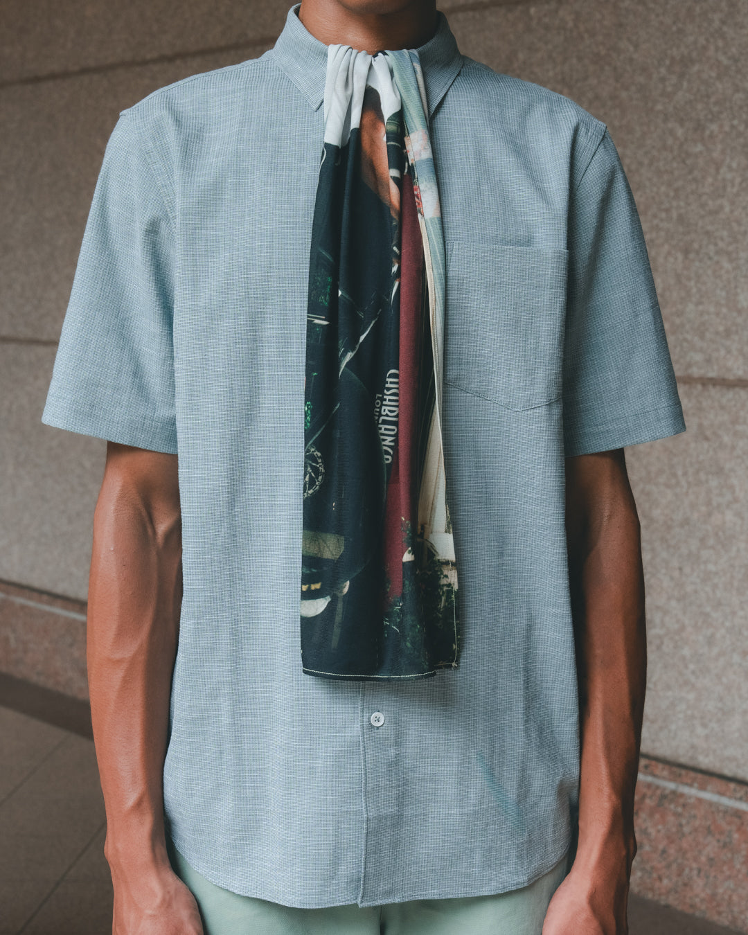 SAMBASHI - Airy Slub Stretch Half-Sleeved Shirt (Emerald)