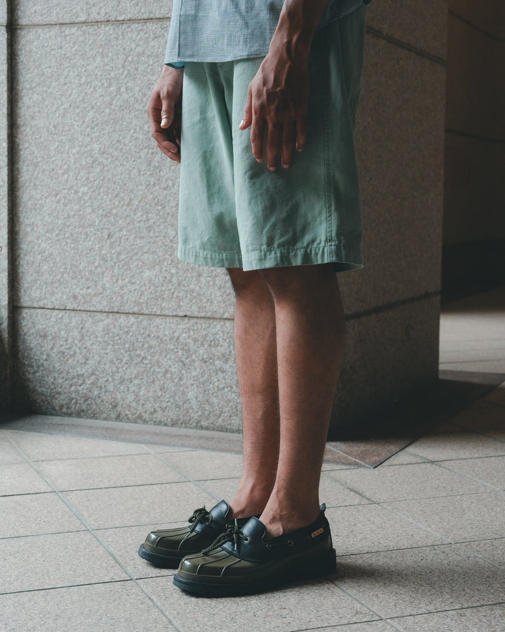 SAMBASHI - Garment Washed Cotton Canvas Snap Shorts