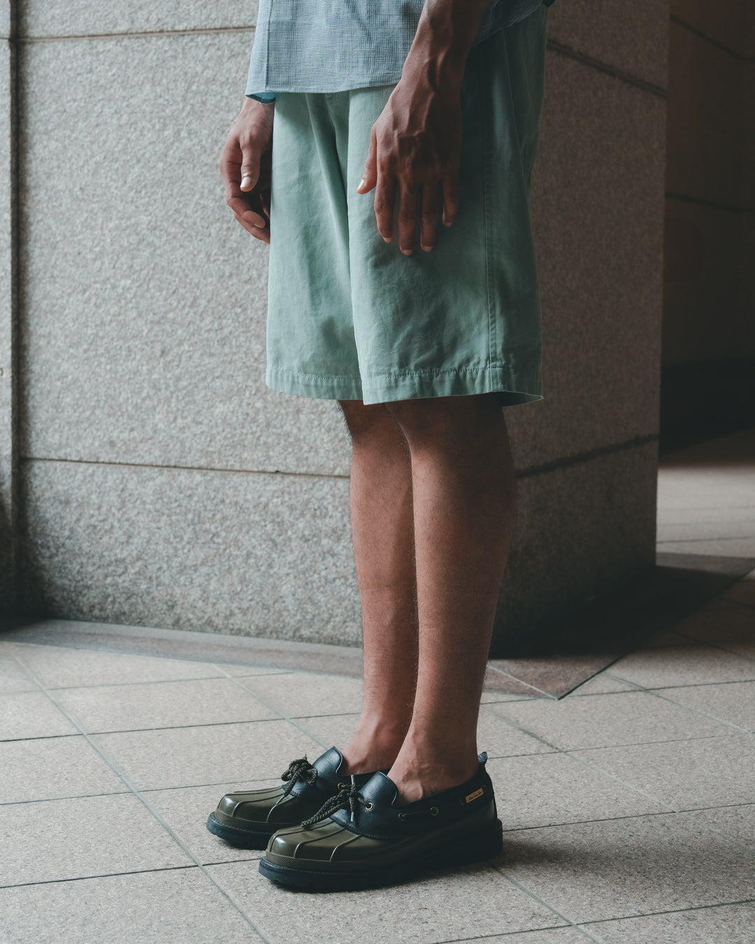 SAMBASHI - Garment Washed Cotton Canvas Snap Shorts