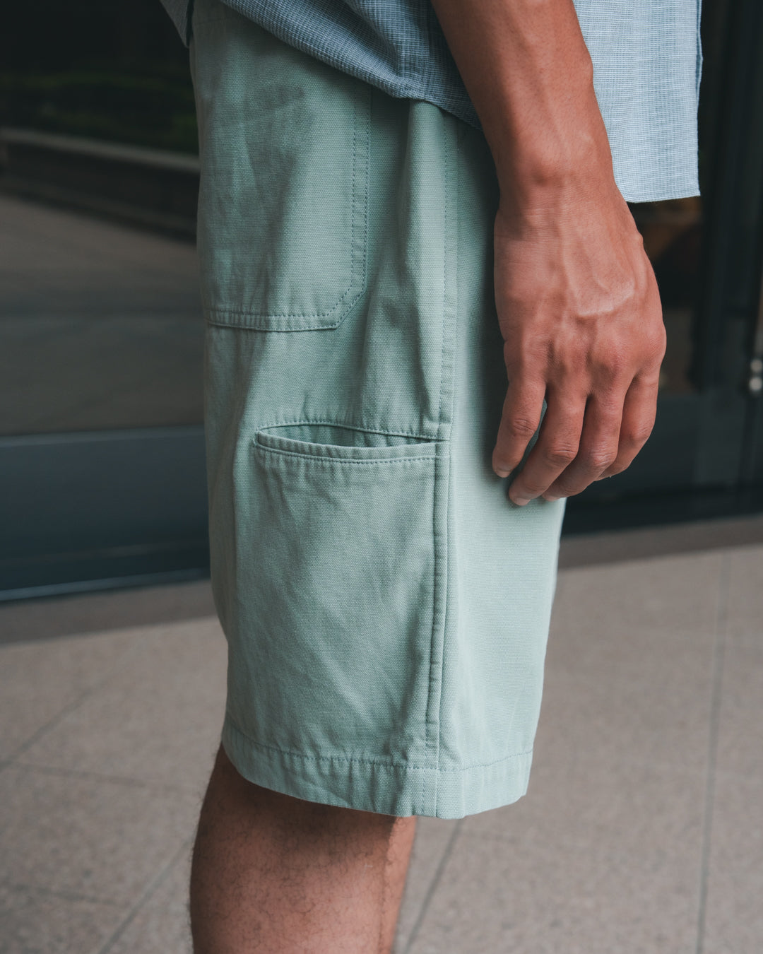 SAMBASHI - Garment Washed Cotton Canvas Snap Shorts