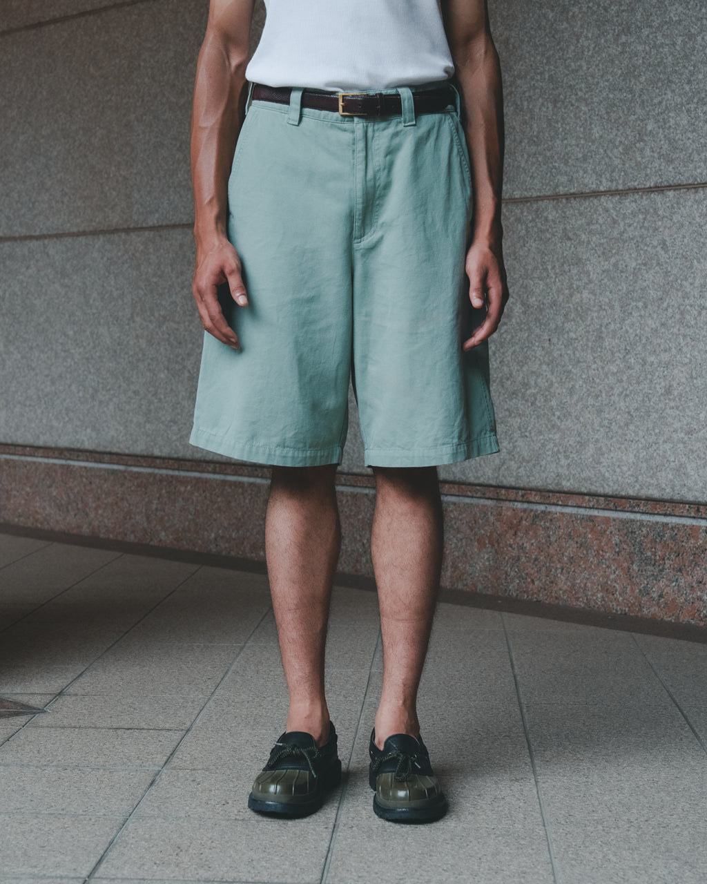 SAMBASHI - Garment Washed Cotton Canvas Snap Shorts