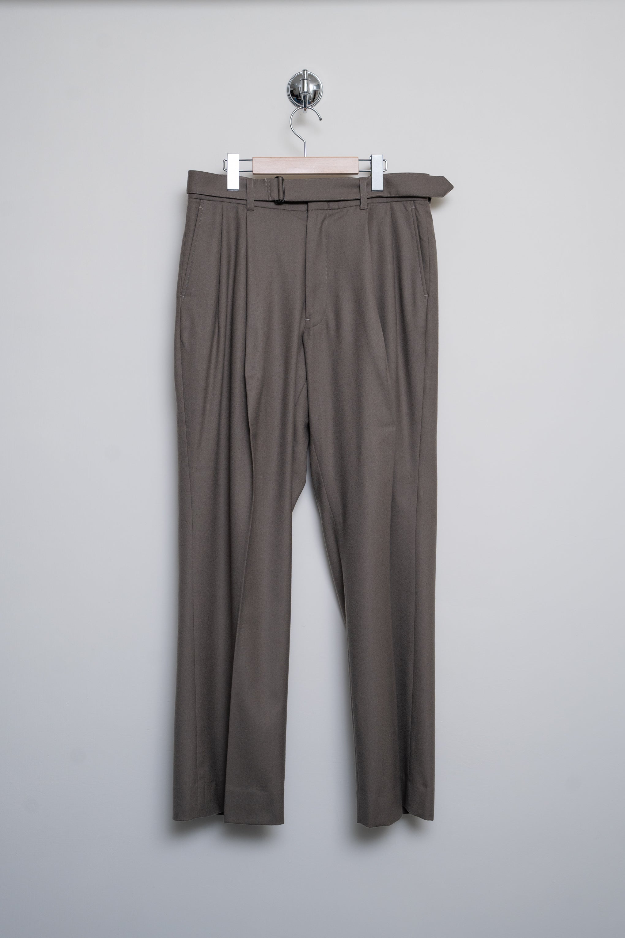 Wool Belted 2Tuck Wide Trousers