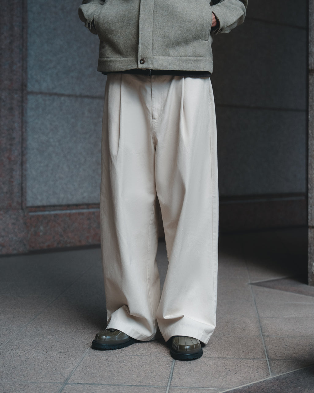 Garment Washed Twill Sanp Pants for GR - Mint Gray