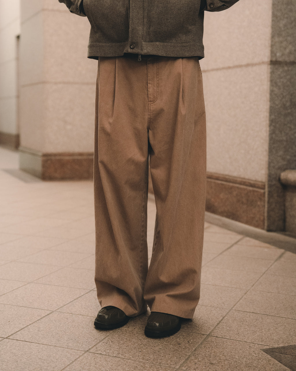 Garment Washed Twill Sanp Pants for GR - Greige