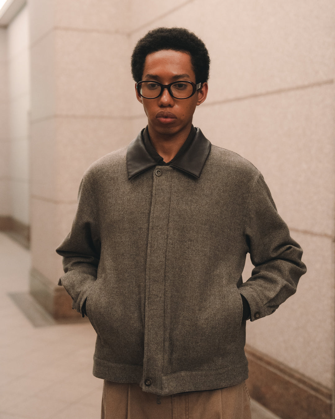 B-6 Wool Tweed PO Zip Blouson