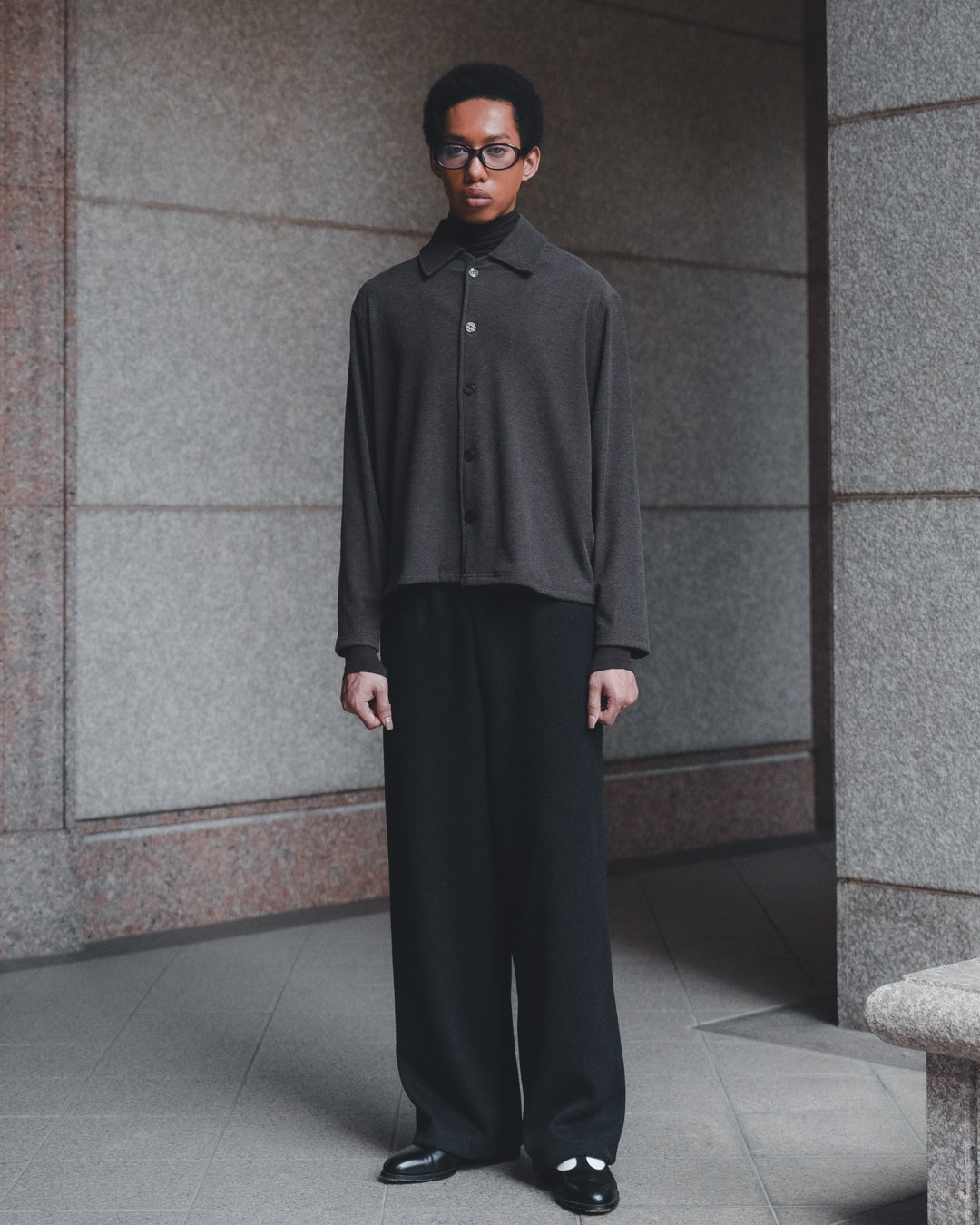 Knit Polo Shirt Cardigan