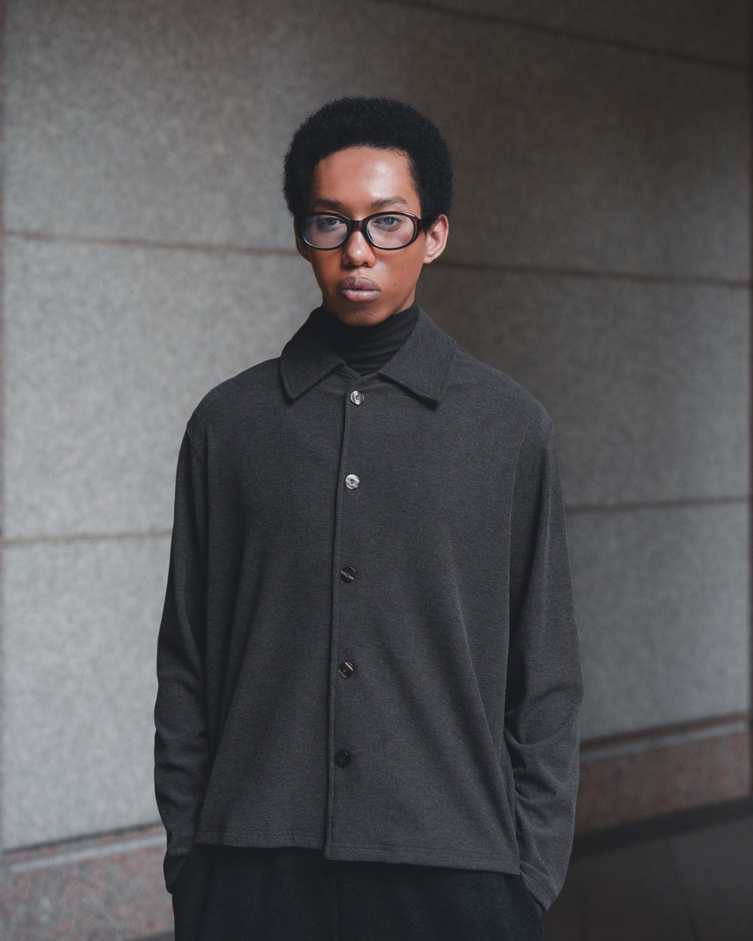 Knit Polo Shirt Cardigan