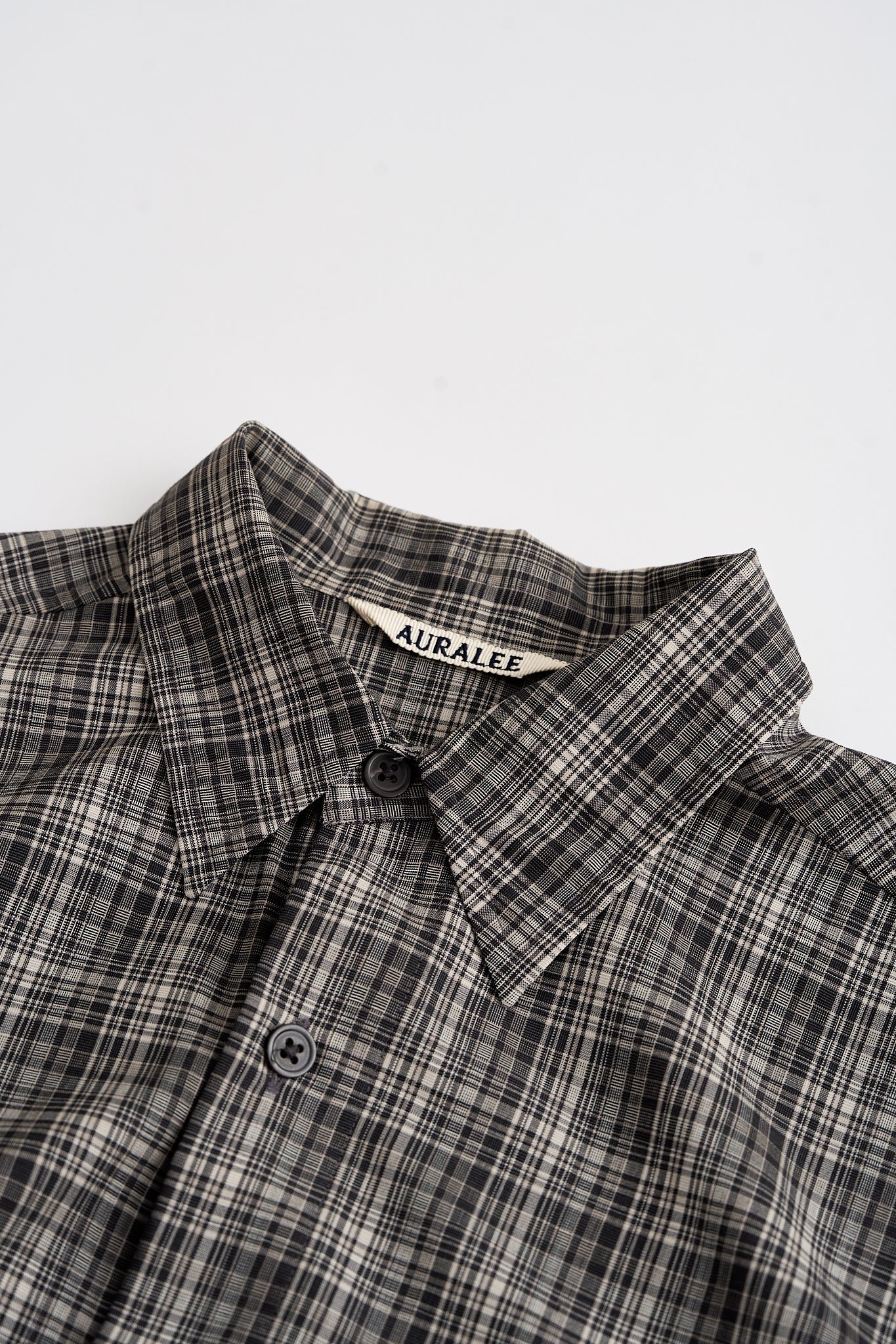 Washable Super Light Wool Check Half Shirt