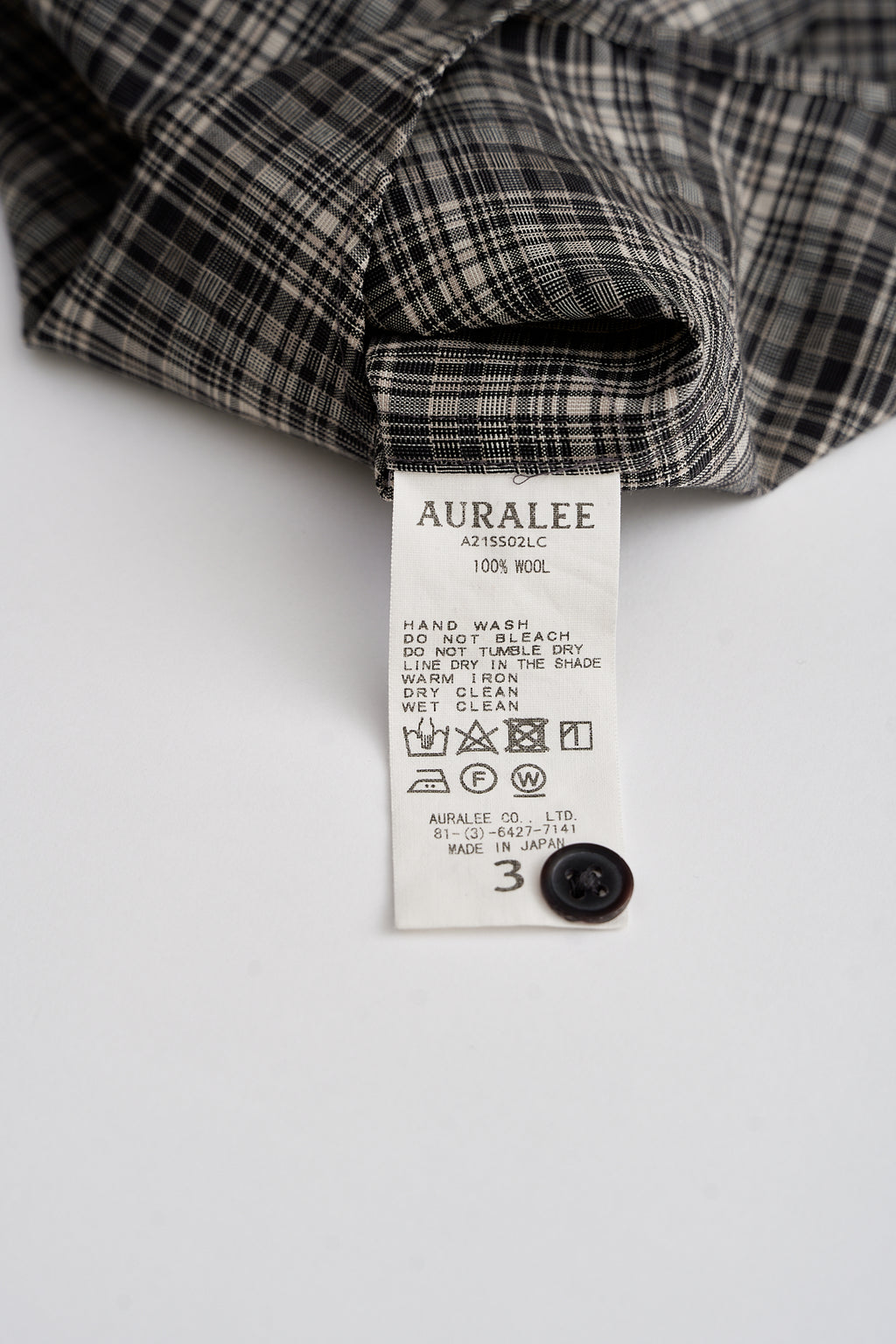 Washable Super Light Wool Check Half Shirt