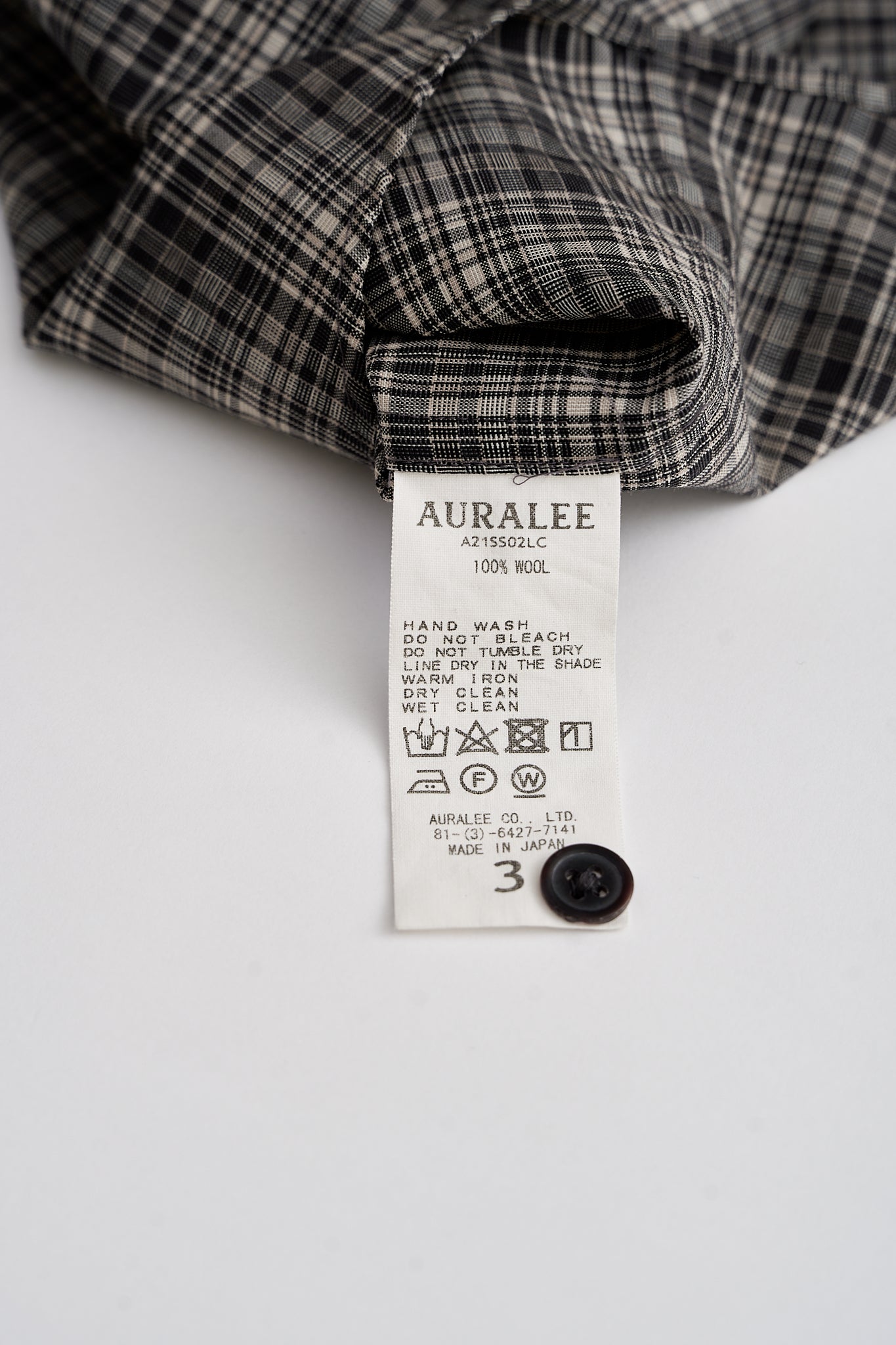 Washable Super Light Wool Check Half Shirt