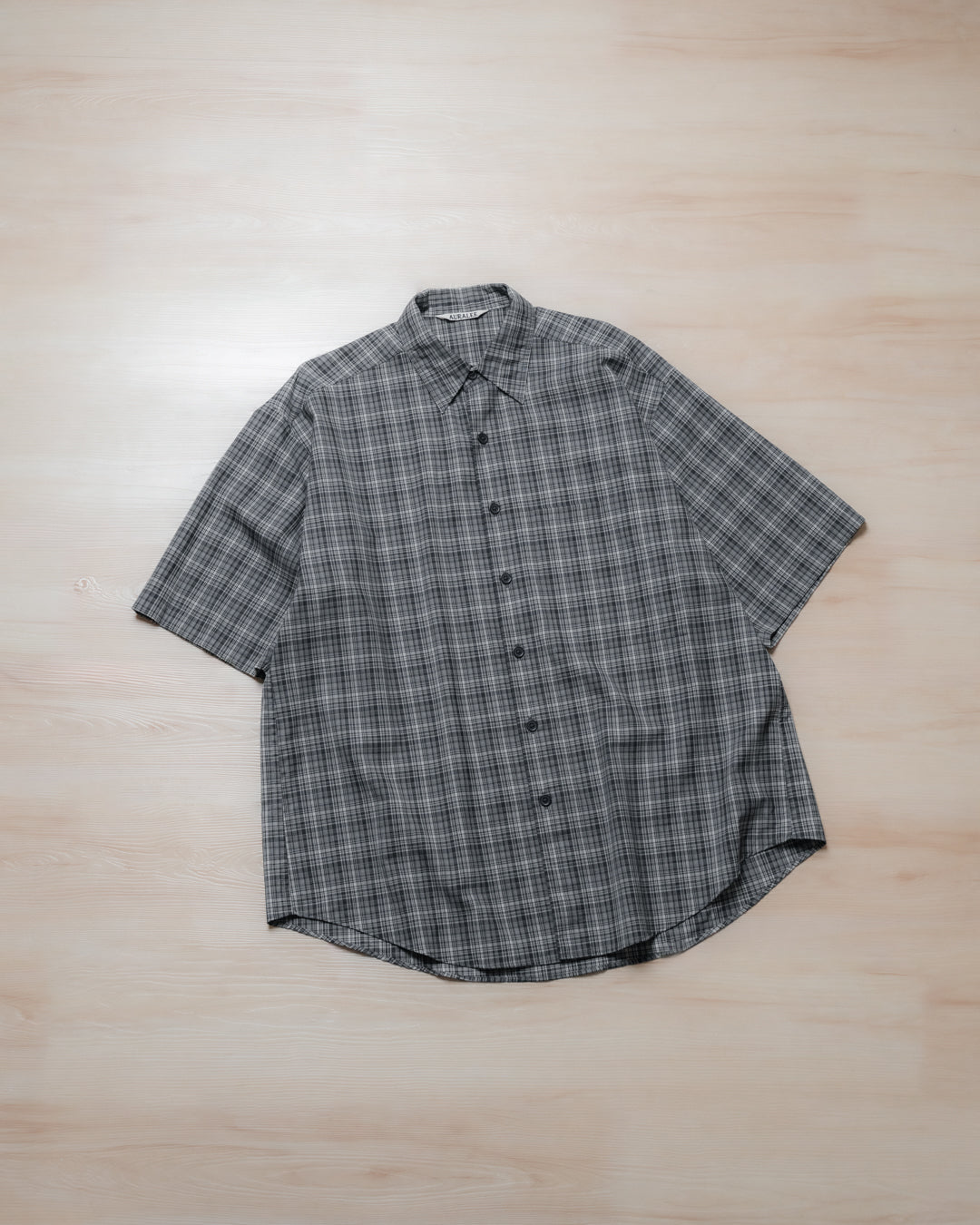 Washable Super Light Wool Check Half Shirt