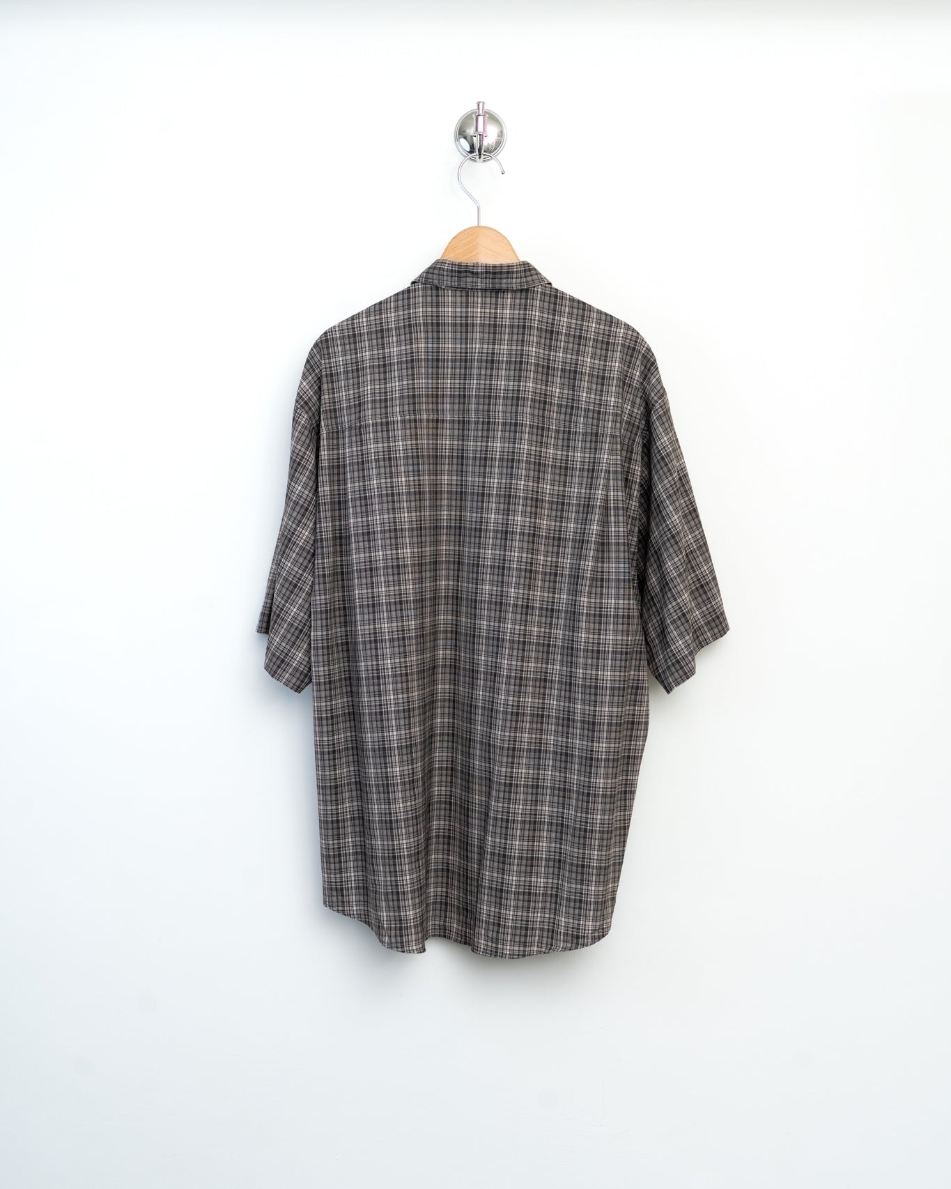 Washable Super Light Wool Check Half Shirt